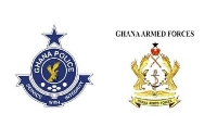 Logos of Ghana Police Service and Military