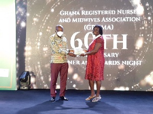 Solace Essiam, Upper East Regional COVID-19 nurse heroine receives her award