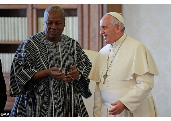 President John Dramani Mahama with Pope Francis