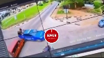Watch CCTV footage of how 'trotro' crashed into police vehicle carrying suspects