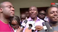 Alexander Afenyo-Markin (Middle) mobbed by other NPP bigwigs