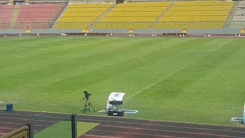 The state of the Baba Yara pitch ahead of the game on Wednesday