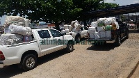 The mosquito nets were been transported to Burkina Faso