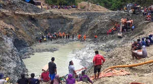 Rescue efforts continue after a landslide traps dozens at an illegal gold miners