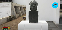 The severed head of the statue of Ghana's first president, Dr. Kwame Nkrumah