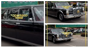 The Asantehene, Otumfuo Osei Tutu II captured riding in the Mercedes 600 over the weekend