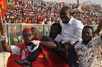 CK Akunnor was lifted shoulder-high by Kotoko supporters after the game