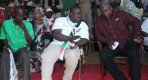 President Mahama and Sam George on the campaign tour