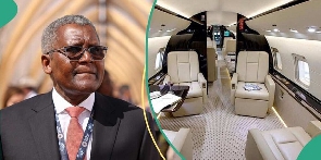 Dangote and the inside of his jet