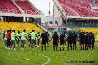 The Black Stars trained at the Accra Sports Stadium on Monday