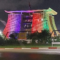 The Jubilee House on Monday was lit with the colours of Ghana and US flags