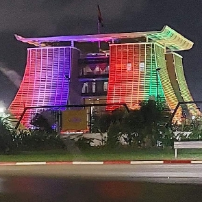 Jubilee House US Ghana Flag Lights