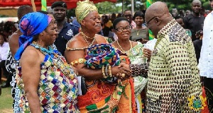 Queen mothers from the Oti area welcoming President Akufo-Addo
