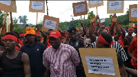 Ellembelle MP, Emmanuel Armah Kofi Buah with the demonstrators