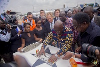 President Akufo-Addo laying the foundation stone for the new factory