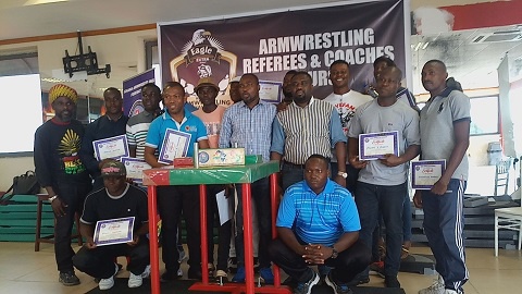 The President of GAF in a group photo with some executives and referees