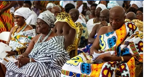 Togbe Afede (Right) and some queen mothers at the ceremony