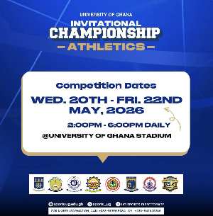 Flyer displaying the participating schools in the UG Invitational Championship-Athletics