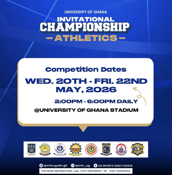 Flyer displaying the participating schools in the UG Invitational Championship-Athletics