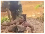 Watch as NAIMOS personnel ‘discipline’ galamseyer arrested along Ankobra River
