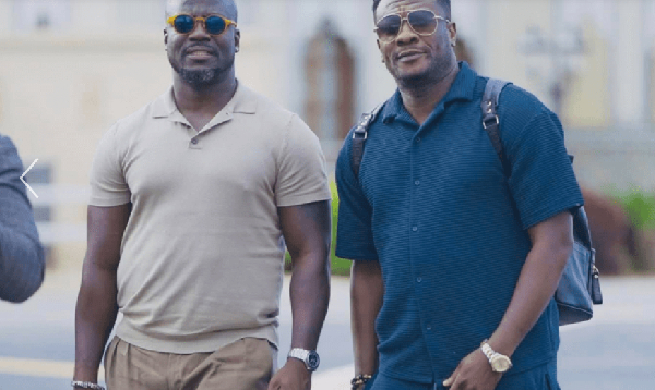 Stephen Appiah [L] and Asamoah Gyan