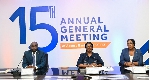 Board Chair, Ama S. Bawuah (m) flanked by MD Olumide Olatunji & Company Secretary, Helen Decardi