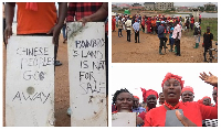 Some workers of the factory at the protest