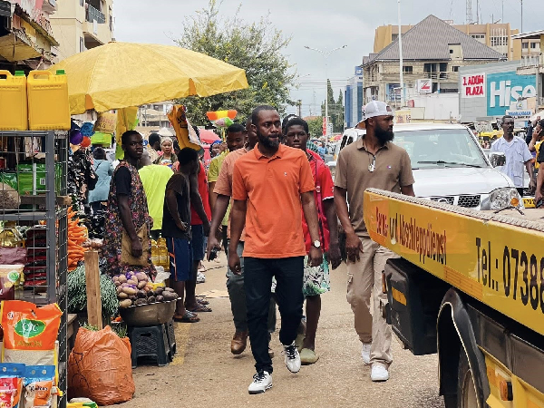 The MCE for Sunyani leading the decongestion exercise