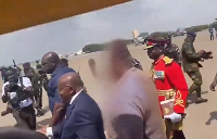 President Akufo-Addo and his bodyguards during a wings parade at the Airforce base