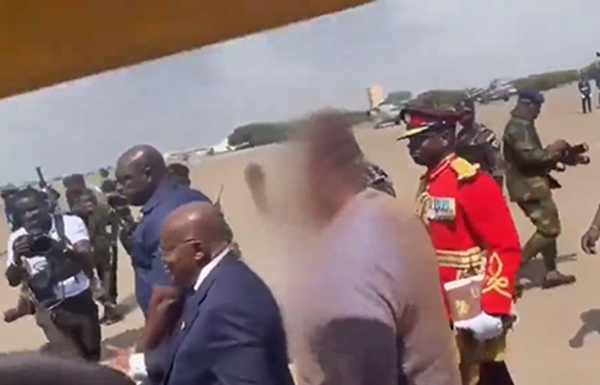 President Akufo-Addo and his bodyguards during a wings parade at the Airforce base