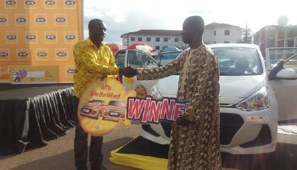 Bright Twumasi Ankrah won the first brand new Hyundai saloon car in the MTN Spin the Wheel promo