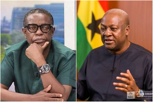 A photo collage of Kwesi Pratt Jnr (L) and President John Dramani Mahama (R)