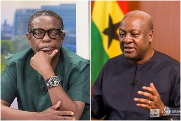 A photo collage of Kwesi Pratt Jnr (L) and President John Dramani Mahama (R)