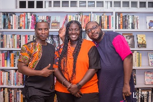 Kofi Akpabli, Boakyewaa Glover and Nana Awere Damoah at the Libreria Readathon