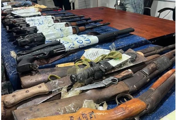 Some of the weapons recovered by the police Some of the weapons recovered by the police