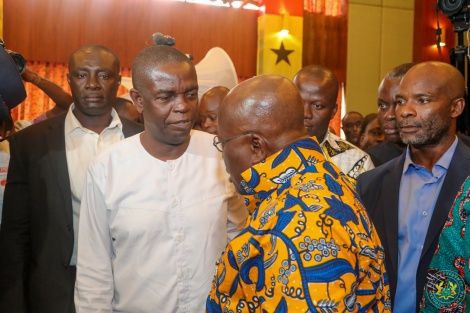 Kwesi Pratt exchanging pleasantries with President Akufo-Addo