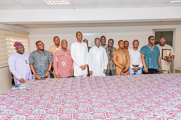 Dr. Mohammed Amin Adam with the CEO and management of Tamale Teaching Hospital