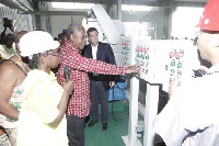 President Mahama at the inauguration of the Lavender Hill feacal treatment plant
