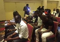 Emmanuel Agyemang-Badu and his teammates at the Alisa hotel.