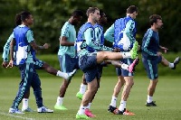 Players of Chelsea at training