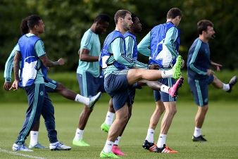 Players of Chelsea at training