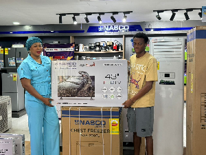 Young Apostle's Richmond Opoku (R) received his Player of Month reward