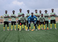 Bibiani GoldStars squad pose for a photo after match