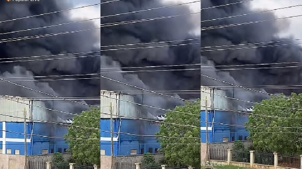 GNFS battles massive warehouse fire in Tema Community 26