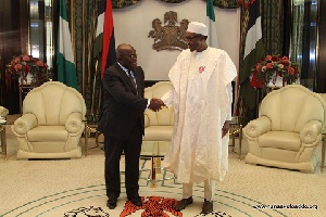 President-elect Nana Akufo-Addo and President Muhammadu Buhari exchange pleasantries