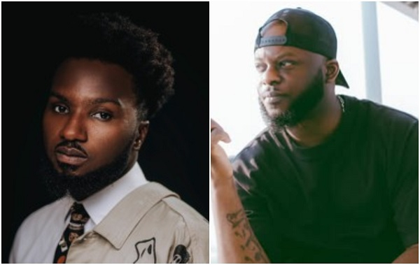 Ghanaian disc jockey DJ Lord (L) and Stonebwoy's manager, Chief Stylz (R)