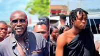 Actor Akabenezer(L) and Kweku Flick(R) at the funeral rites of the late Asante Mamponghene