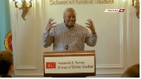 Former President John Mahama addressed some students at the Boston University in the USA