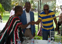 Former President John Dramani Mahama in a handshake with Asiedu Nketia
