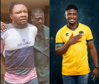 Bright Aweh (L) says he is innocent of the charge of murdering Stephen Amoah (R)